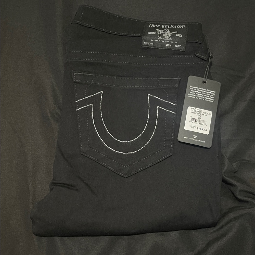 True Religion Women's Dark Jeans with White Stitching